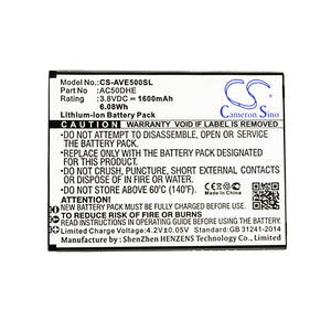 AC50DHE Replacement Battery For Archos 50d Helium, 50d Helium 4G, A50D Helium, Elements 50d Helium, Elements 50d Helium Dual SIM LTE,