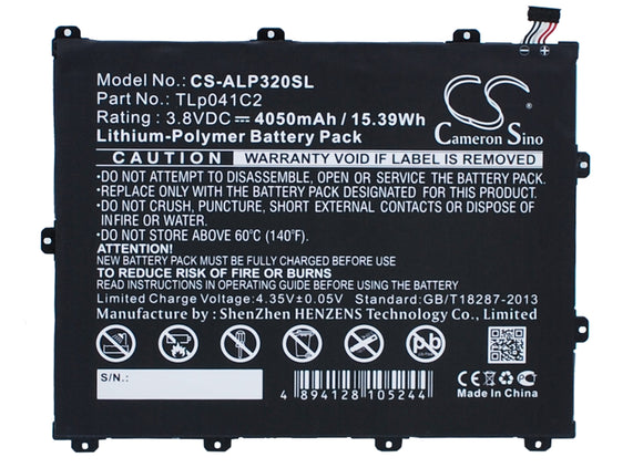 ALCATEL TLp041C2, TLp041CC Replacement Battery For ALCATEL One Touch Hero 8, One Touch POP 8, OT-9020A, OT-D820X, OT-P320X, OT-P350X, P320A, Trek HD, - vintrons.com