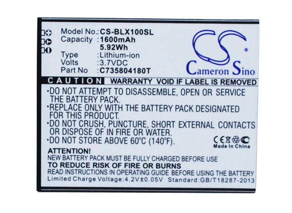 BLU C735804180T Replacement Battery For BLU L100, L100A, L100i, L102A, Life Play, Life Play X, - vintrons.com