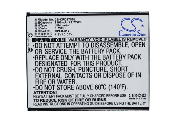 Battery For COOLPAD 5891Q, 5910, 5950, 5951, 7296, 7298Q, 7320, 8675, - vintrons.com