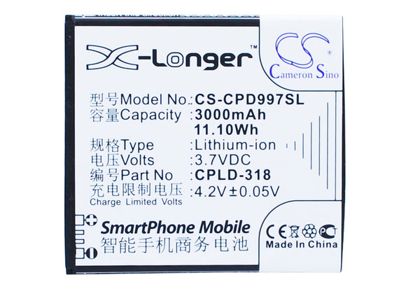 COOLPAD CPLD-318 Replacement Battery For COOLPAD 8970L, 9080W, 9970, - vintrons.com