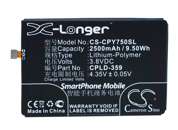 COOLPAD CPLD-359 Replacement Battery For COOLPAD T2-C01, Y75, Y76, Y80C, Y80D, Y90, - vintrons.com