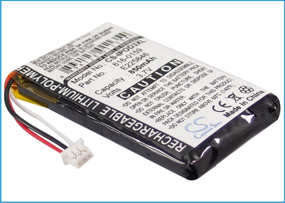 850mAh Battery For APPLE iPOD 10GB M8976LL/A, iPOD 15GB M9460LL/A, - vintrons.com