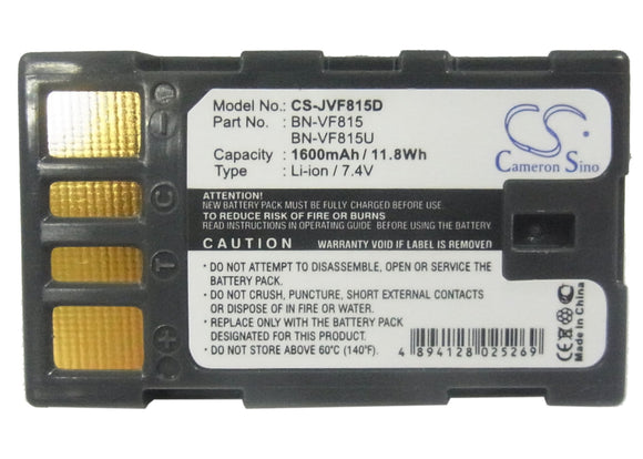 1600mAh Battery For JVC EX-Z2000, GR-D720, GR-D720EK, GR-D720EX, - vintrons.com