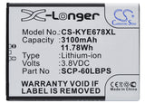 KYOCERA 5AAXBT076GEA, SCP-60LBPS Replacement Battery For KYOCERA Brigadier, DuraForce, E6560, E6762, E6782, - vintrons.com