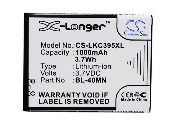 LG BL-40MN, EAC61700902 Replacement Battery For LG C395, C395C, Xpression C395, Xpression C395C, - vintrons.com