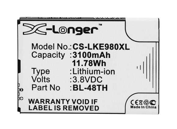 LG BL-48TH, EAC62058511, EAC62058511 LLL Replacement Battery For LG E940, E977, E980, F-240K, F-240S, Gee FHD, L-04E, Optimus G Pro, - vintrons.com