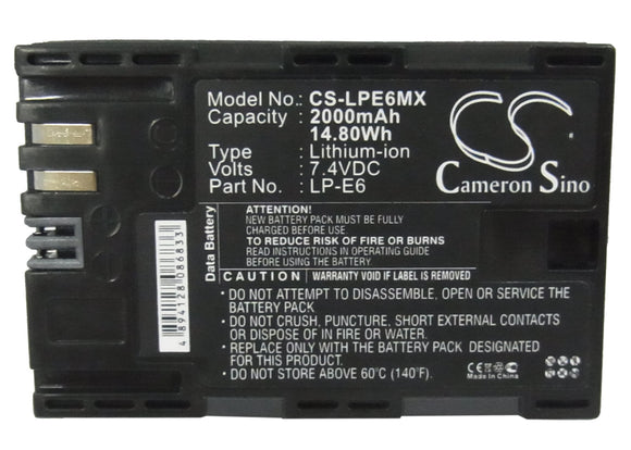 CANON LP-E6, LP-E6N Replacement Battery For CANON 5D Mark III, EOS 5D Mark II, EOS 5D Mark III, EOS 60D, EOS 60Da, EOS 7D, EOS 7D Mark II, - vintrons.com