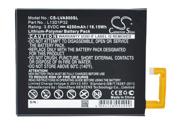 LENOVO L13D1P32 Replacement Battery For LENOVO IdeaPad A5500, IdeaPad A8, IdeaPad A8-50, TAB3 8, - vintrons.com