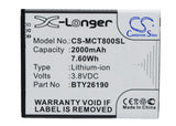 MOBISTEL BTY26190, BTY26190Mobistel/STD, Cynus T8 Replacement Battery For MOBISTEL Cynus T8, - vintrons.com