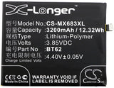 MEIZU BT62 Replacement Battery For MEILAN X, / MEIZU M3X, M3X Dual SIM, M3X Dual SIM TD-LTE, M682Q, - vintrons.com