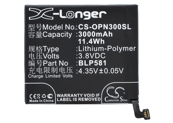 OPPO BLP581 Replacement Battery For OPPO N3, N3 Dual SIM, N3S, N3T, N5206, N5207, N5209, - vintrons.com