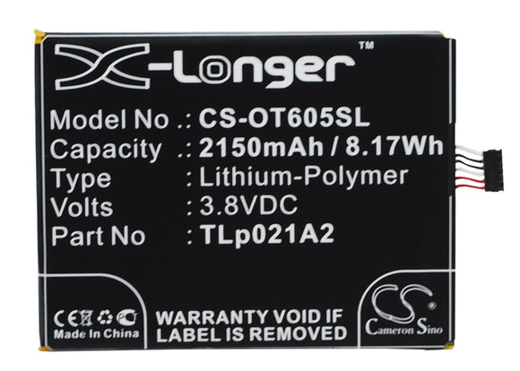 ALCATEL TLp021A2 Replacement Battery For ALCATEL One Touch Idol 2S, OT-6050, OT-6050Y, - vintrons.com