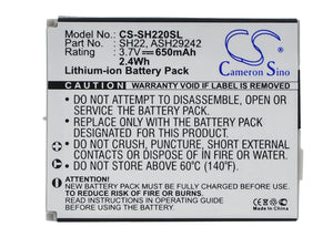 SHARP ASH29242, SH22 Replacement Battery For SHARP SH-06A, SH-07A, - vintrons.com
