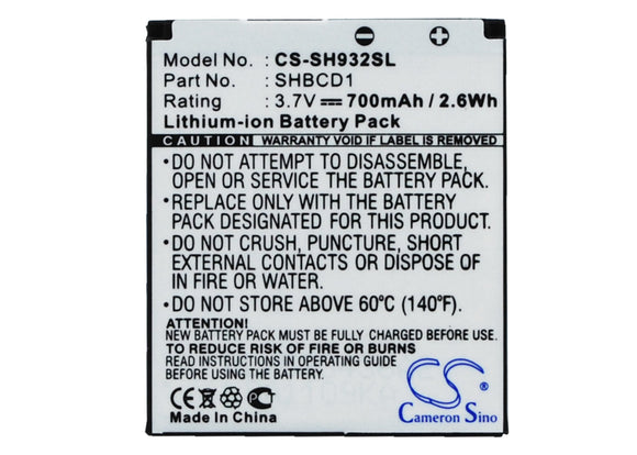 SHARP SHBCD1 Replacement Battery For SHARP 932SH, - vintrons.com