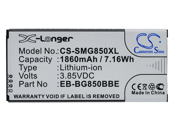 1860mAh Battery For SAMSUNG Galaxy Alpha, Galaxy Alpha LTE-A, SM-G850, - vintrons.com