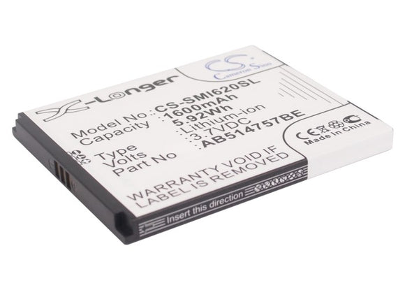 SAMSUNG AB414757BE, AB514757BE Replacement Battery For SAMSUNG SGH-i620, SGH-i640, SGH-i640v, - vintrons.com