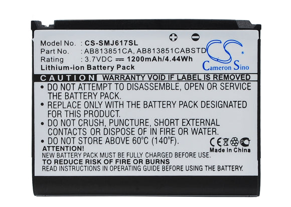 SAMSUNG AB813851CA, AB813851CABSTD Replacement Battery For SAMSUNG BLACKJACK II, DM-S105, SGH-i617, SPH-M510, Stripe, - vintrons.com