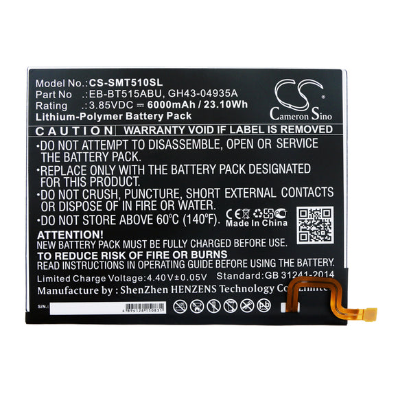 Battery For Samsung Galaxy Tab A 10.1 2019, Galaxy Tab A 2019, SM-T510, SM-T515, - vintrons.com