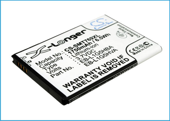 Battery For AT&T Galaxy Exhilarate 4G, SGH-I577, (1750mAh / 6.5Wh) - vintrons.com