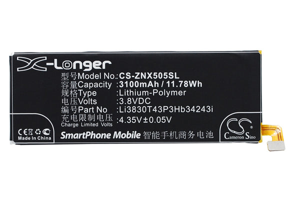 ZTE Li3803T43P3hB34243, Li3830T43P3hB34243i Replacement Battery For ZTE Nubia Z7 Max, Nubia Z7 Max Dual SIM, NX505J, - vintrons.com