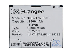 Battery For AT&T Avail, N760 Roamer, Z990, / NET10 Valet, Z665, Z665C, - vintrons.com